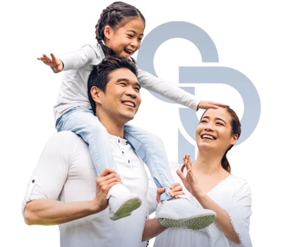 Happy Family with the Logo in the Background